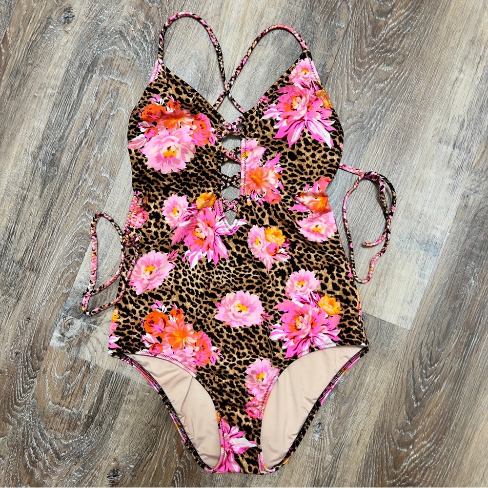 Victoria’s Secret Small Floral & Cheetah One Piece Bathing Suit